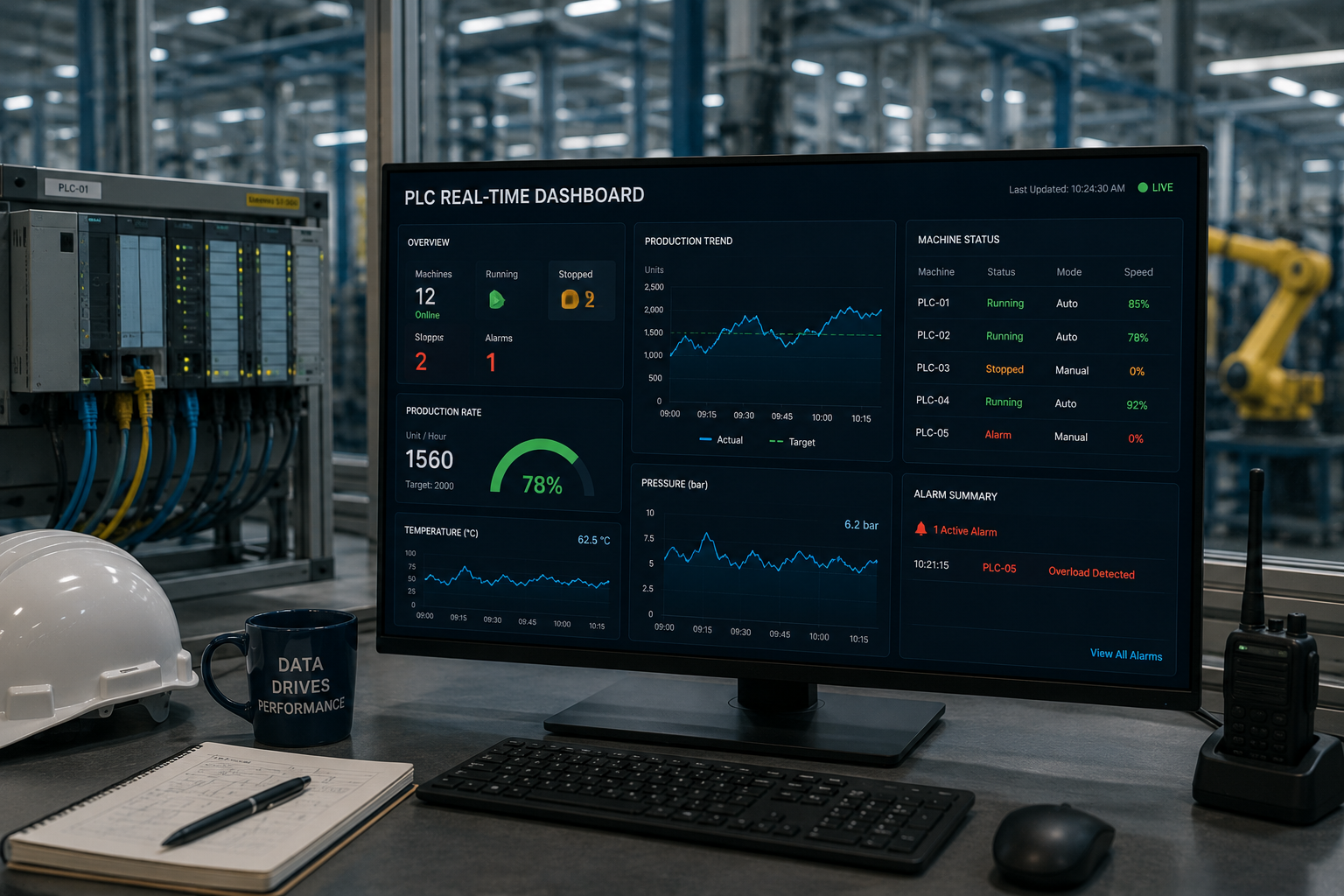 Real-time Dashboard for PLC Data